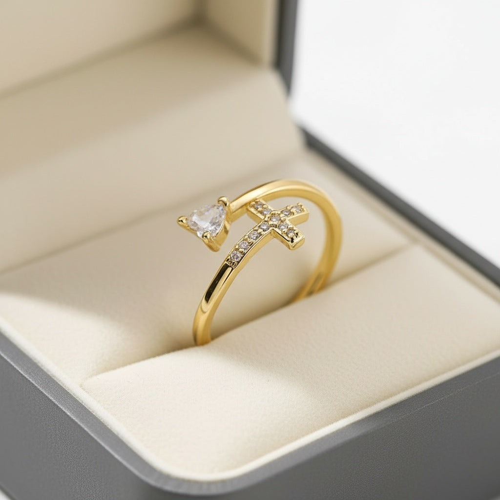 Bague Croix Lumière – Foi & Élégance ✞