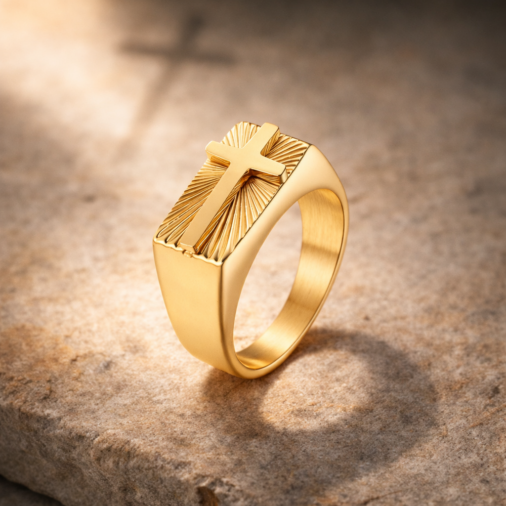 Bague Croix Rayonnante | Symbole de Foi et de Force ✞