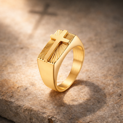 Bague Croix Rayonnante | Symbole de Foi et de Force ✞