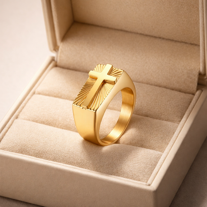 Bague Croix Rayonnante | Symbole de Foi et de Force ✞