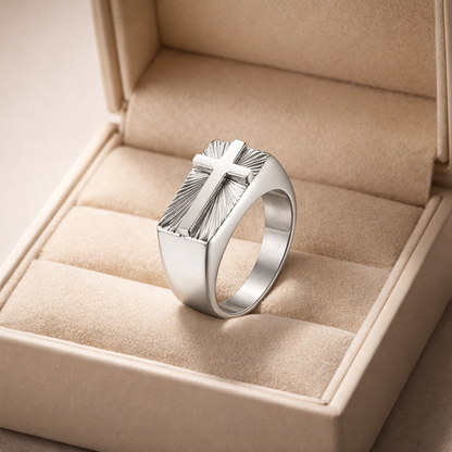 Bague Croix Rayonnante | Symbole de Foi et de Force ✞