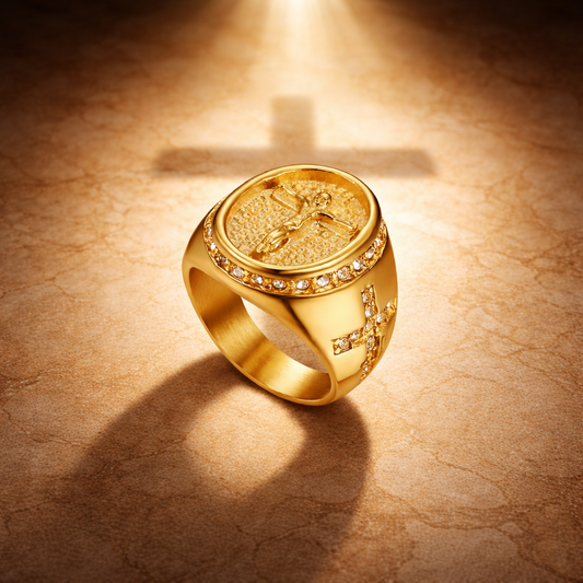 Chevalière Crucifix Chrétienne | Symbole de Foi et de Force ✞