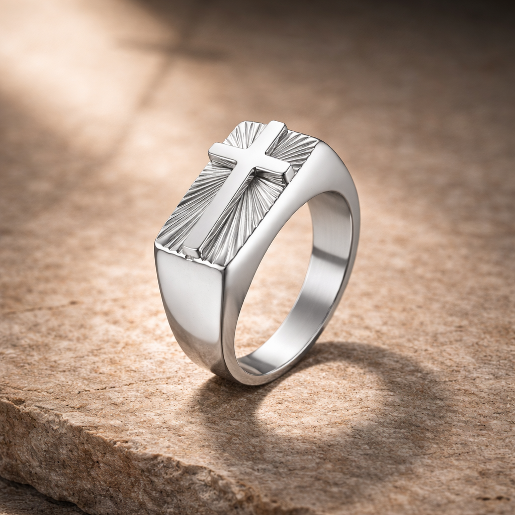 Bague Croix Rayonnante | Symbole de Foi et de Force ✞